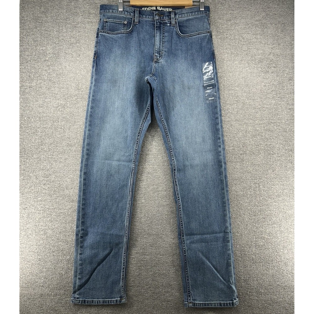 Eddie Bauer Mr Eddies‎ Flex Straight Fit Jeans Men Size 32x34 Blue Denim NEW